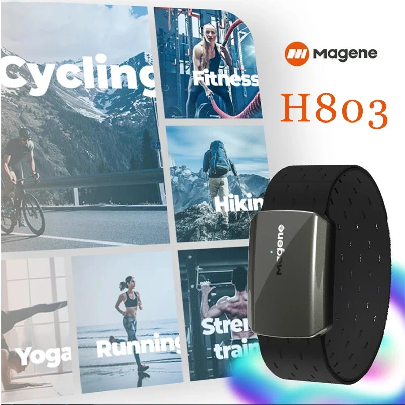 

Magene H803 Sensor Arm Wrist Strap Fitness Heartbeat Tracker for Men Women Heart Rate Armband Monitor Dual Mode Bluetooth ANT