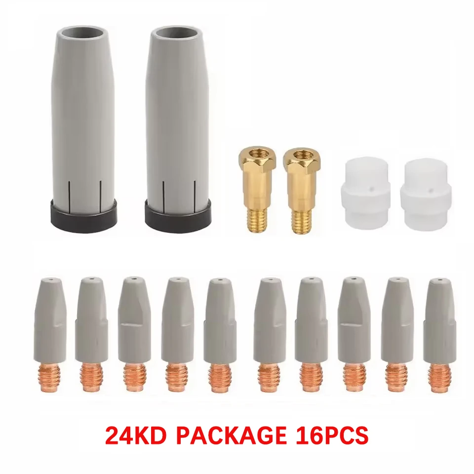 30-Piece Set of 24Kd New Coated Protective Nozzles for Non-Stick Welding Slag Protection, Available in Three Conductive Tip Sizes: 0.8mm, 1.0mm, 1.2mm. Mig Welding Torch Protective Nozzle Set