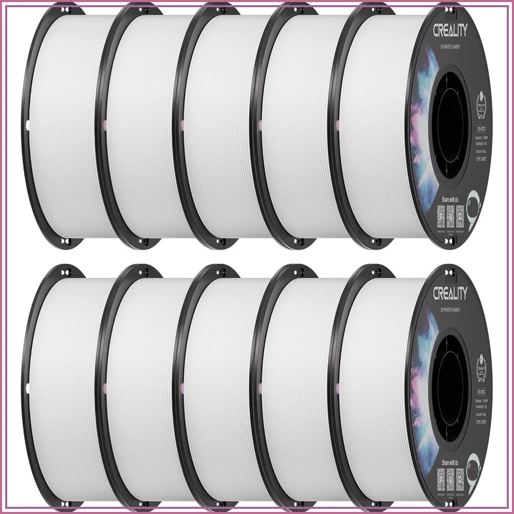 

PETG 3D Printer Filament White 10 kg, Toughness & Precision, 1.75mm (10 Packs)