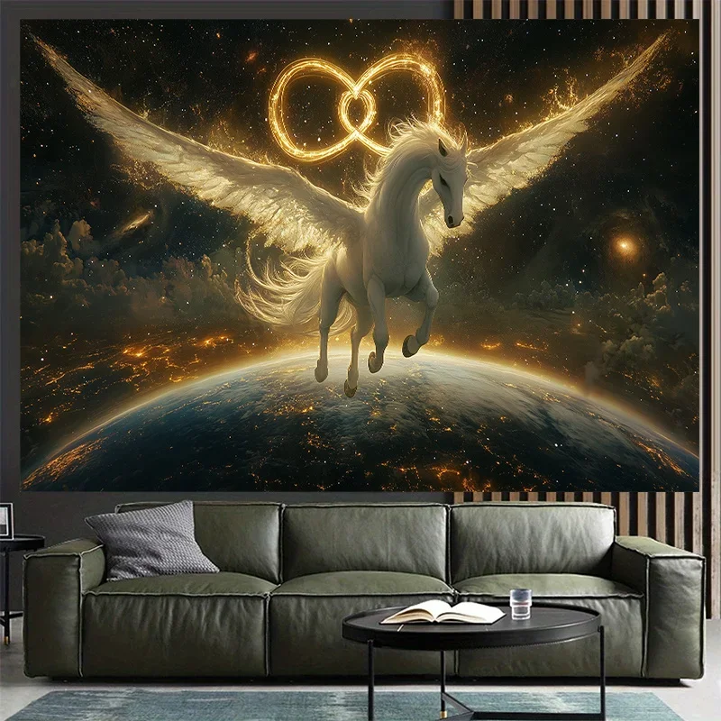 Starry Sky Pegasus Theme Digital printing polyester wall tapestry suitable for use in living rooms bedrooms offices bars party
