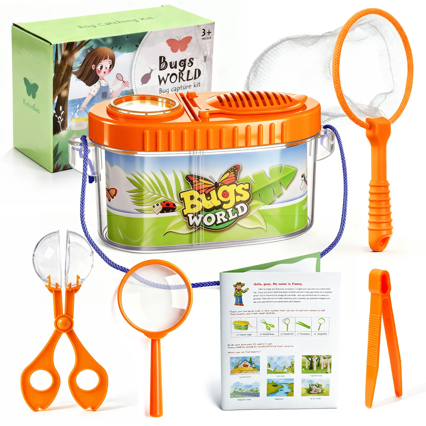 Bug Catcher for Kids Sturdy Kids Bug Catching Kit Gifts with Collector Butterfly Net Tweezer Bugs Habitat Outdoor Explorer Kit