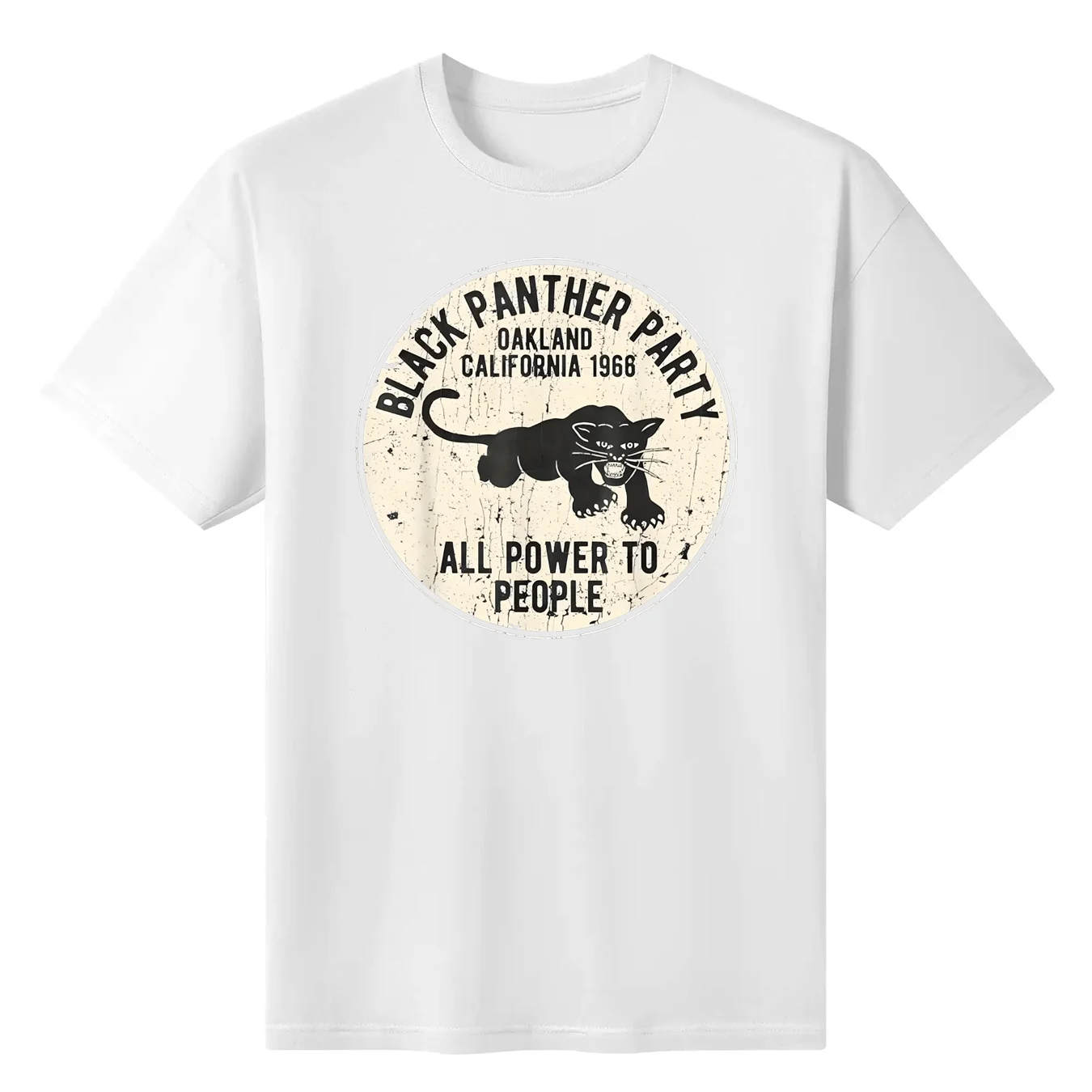 

1966 Oakland California Black Panther Party Men's Summer Short Sleeve Crew Neck Casual T-Shirt