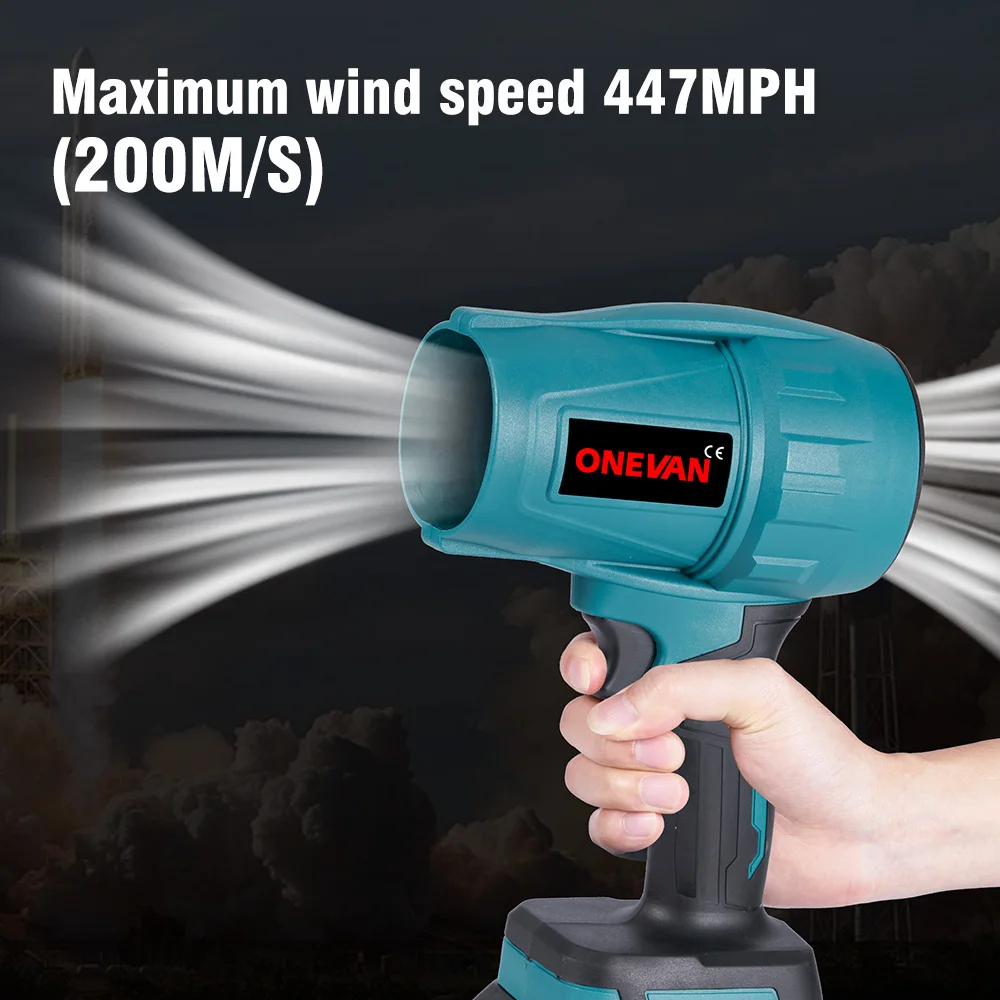 ONEVAN 200M/S 1500W Brushless Turbo Fan Blowers Electric Handheld Jet Fan Snow Leaf Dust Blowing Tool for Makita 18V Battery