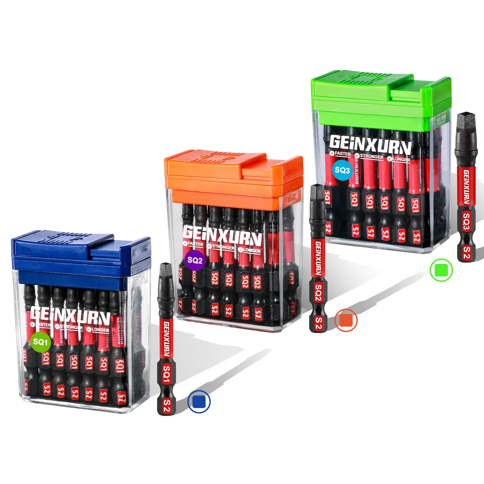 

Geinxurn Impact Square Screwdriver Bits Set,45 Pcs 2" (SQ1/SQ2/SQ3) S2 Steel Multi Driver Bits with Storage Colorful Box