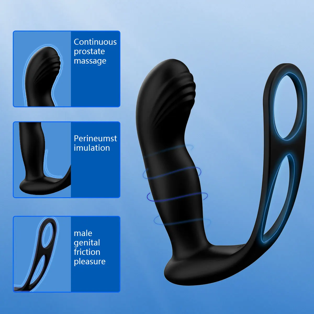 3 In 1 Men Cock Ring Vibrator Sex Toys Wireless Prostate Penis Rings Vibrating Massager Testicular Anal Stimulation Adult Goods