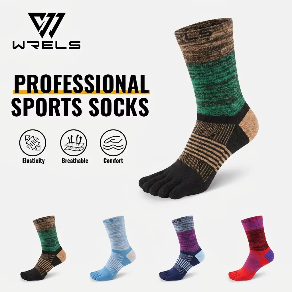 Anti Blister Sock - WRELS 1/2/3 คู่ถุงเท้าเดินป่าแบบไม่มีตะเข็บถุงเท้าป้องกันแผลพุพองกลางแจ้งระบายอากาศได้ดีป้องกันกลิ่นวิ่งมาราธอนกีฬาถุงเท้า 5 นิ้ว