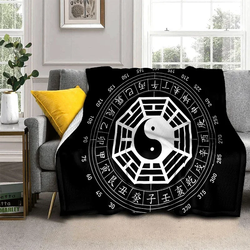 Chinese 3D Tai Chi Bagua Yin Yang  Blanket,Soft Throw Blanket for Home Bedroom Bed Sofa Picnic Travel Office Cover Blanket Kids