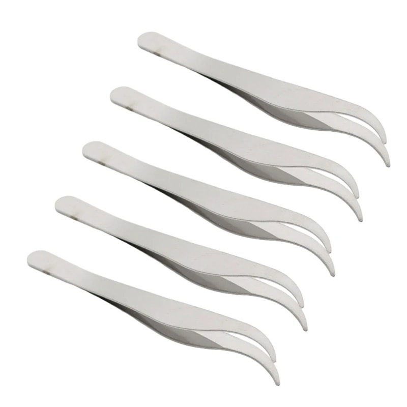 5pcs Stainless Steel Tweezers Suitable for Eyebrow Splinters Removal Grooming Comfortable Grip Professional Beauty Tool