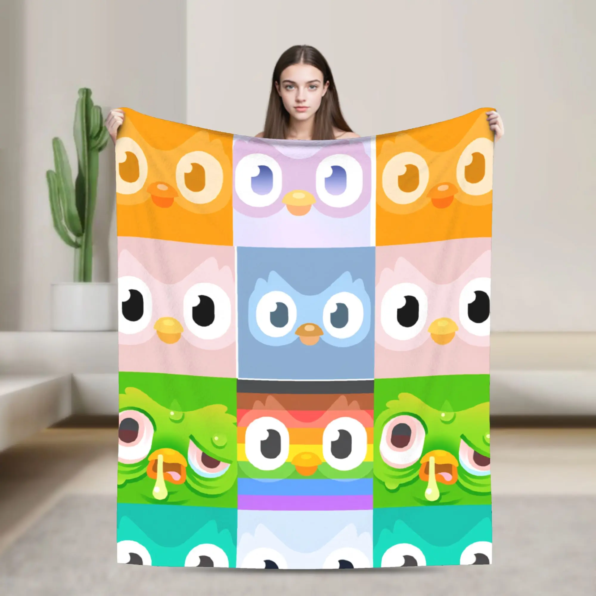 Duolingos Owl Duo Mug Funny Ceramic Blanket Quality Super Soft  Throw Blanket Winter Picnic Bedroom Graphic Bedspread