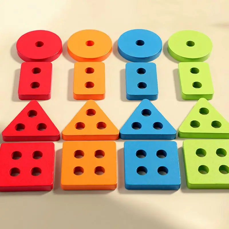 Toddler Sorting Toys Wooden Sorting Matching Toy Wooden Shape Stacking Sorting Toys Colorful Learning Activity Block Puzzle