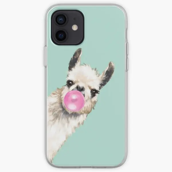 Bubble Gum Sneaky Llama In Green Iphone  Phone Case Customizable for iPhone X XS XR Max 11 12 13 14 Pro Max Mini 6 6S 7 8 Plus