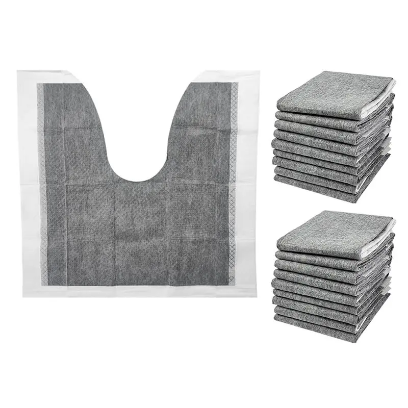 AT21-Disposable 30 Pcs U-Shaped Toilet Mat, Absorbent Floor Protector Non-Slip Bathroom Potty Training Mat