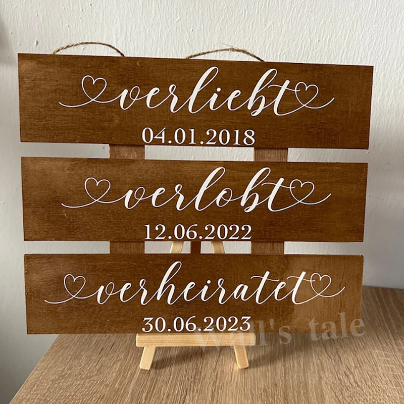 Decorazione di nozze Cartello in legno personalizzato con data Adesivi artistici Naschbar Data personalizzata Decalcomanie in vinile Decorazioni per