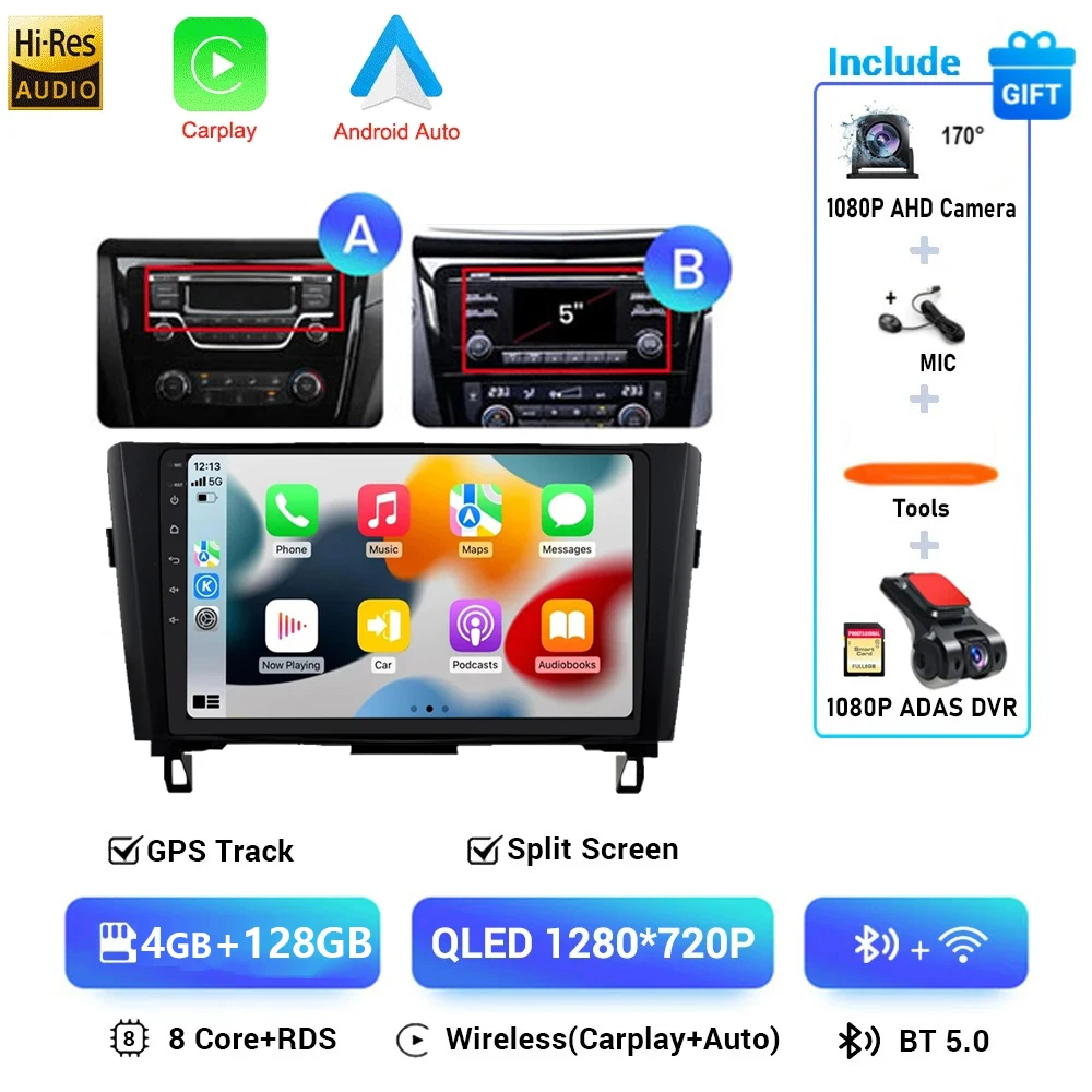 Autoradio Android 16 Voor Nissan X-Trail Qashqai 2 J1T32 Qashqai J10 J11 2014 2015 2016 2017 2018 2019 Multimedia DSP 4G LTE DVD