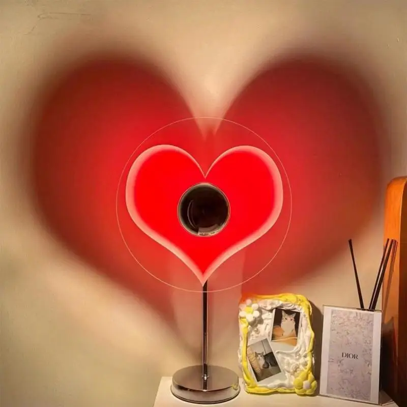 Heart Lamp LED 180 Rotating Sunset Lamp Led Romantic Night Light Background Wall Decoration For Bedroom Decor & Wedding Mood