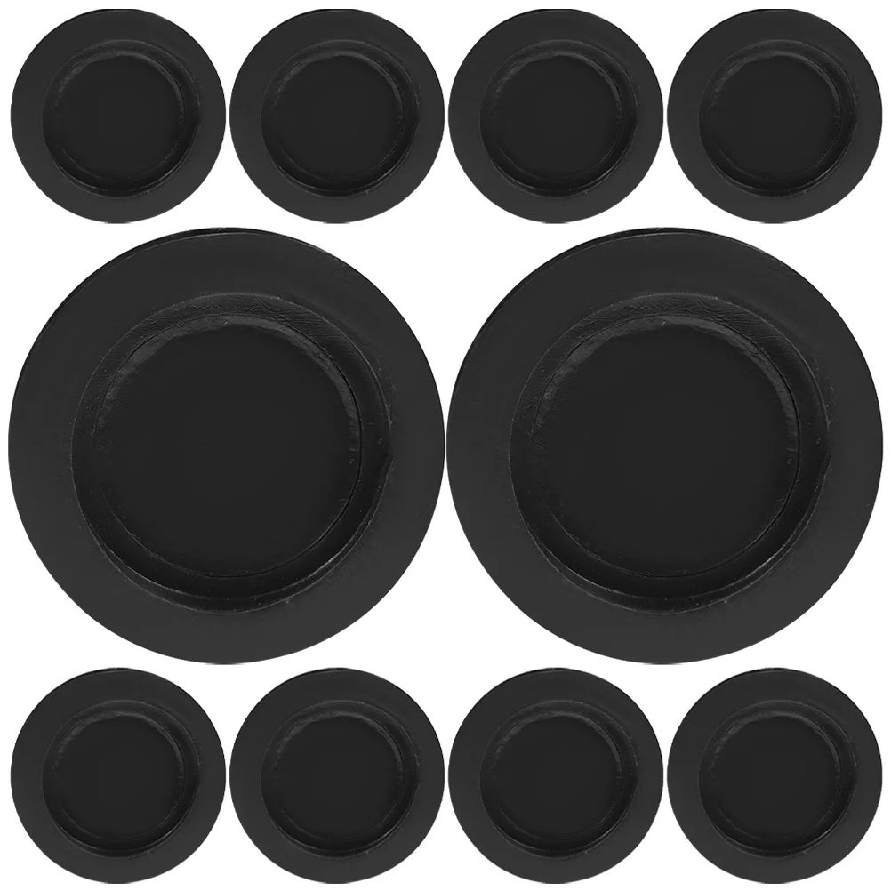 10 Pcs Round Rubber Stopper Piggy Bank Stoppers Assorted Sizes Replacement Money Box Accessories Caps Black