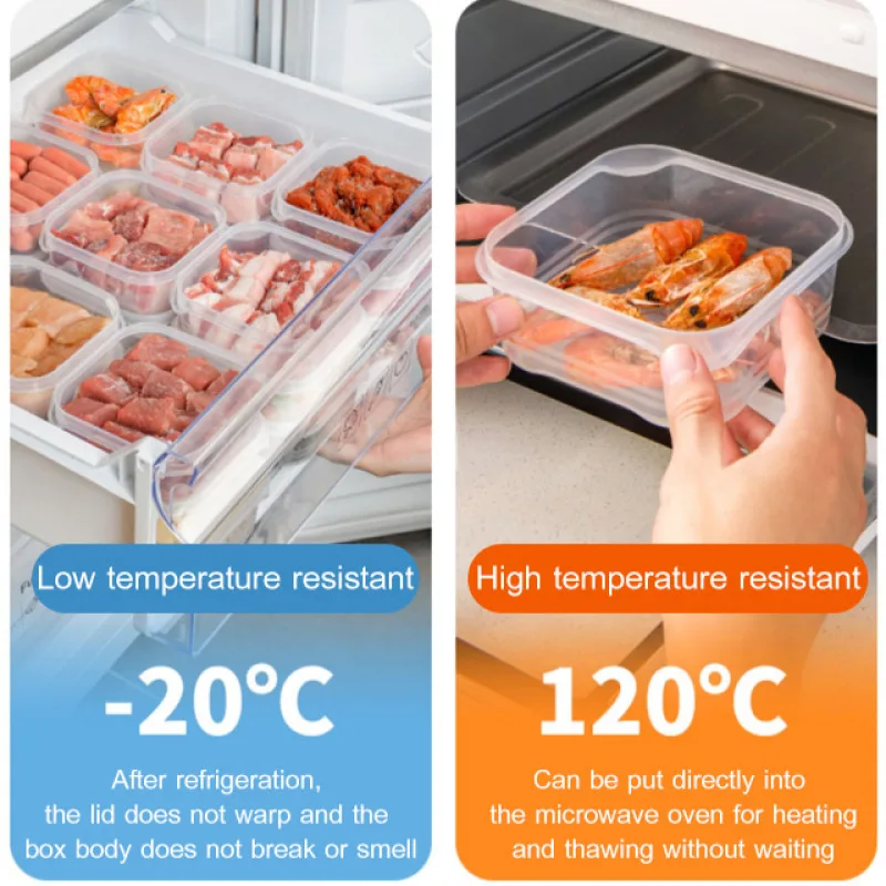 20/10pcs Plastic Transparent Box Rectangular Refrigerator Refrigeration Special Sealed Food Grade Crisper Storage Box