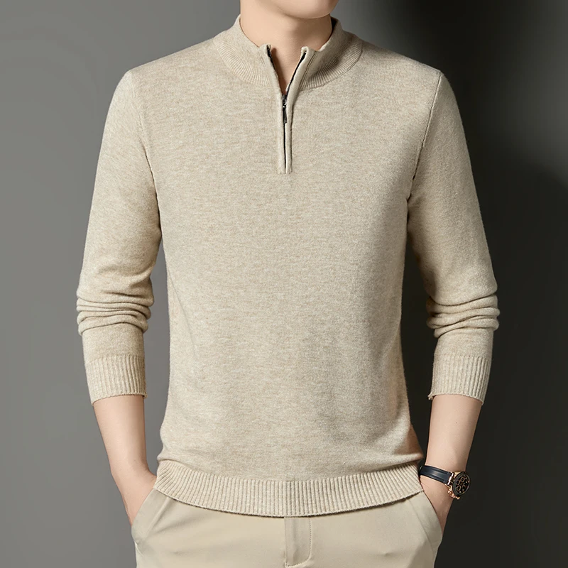 

Spring and Autumn New Knitted Sweater for Men, Long Sleeve Sweater for Casual Men, Collar Zipper Sweater for Men