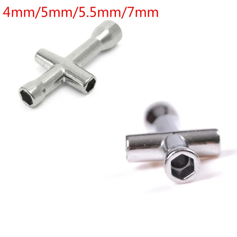 1pcs Portable Silver Small Cross Wrench Sockets 4mm/5mm/5.5mm/7mm Tyre Nut Removal Tool For HSP Model