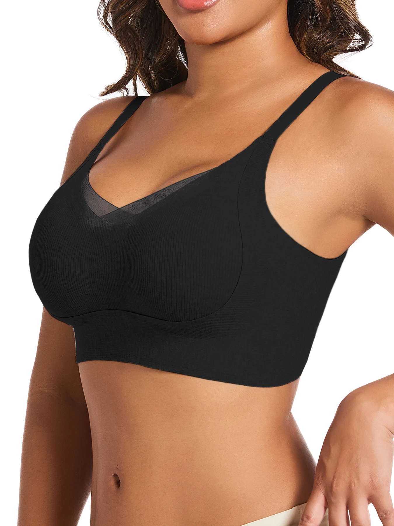 1шт женский повседневный черный бюстгальтер пуш-ап из средней эластичной ткани
