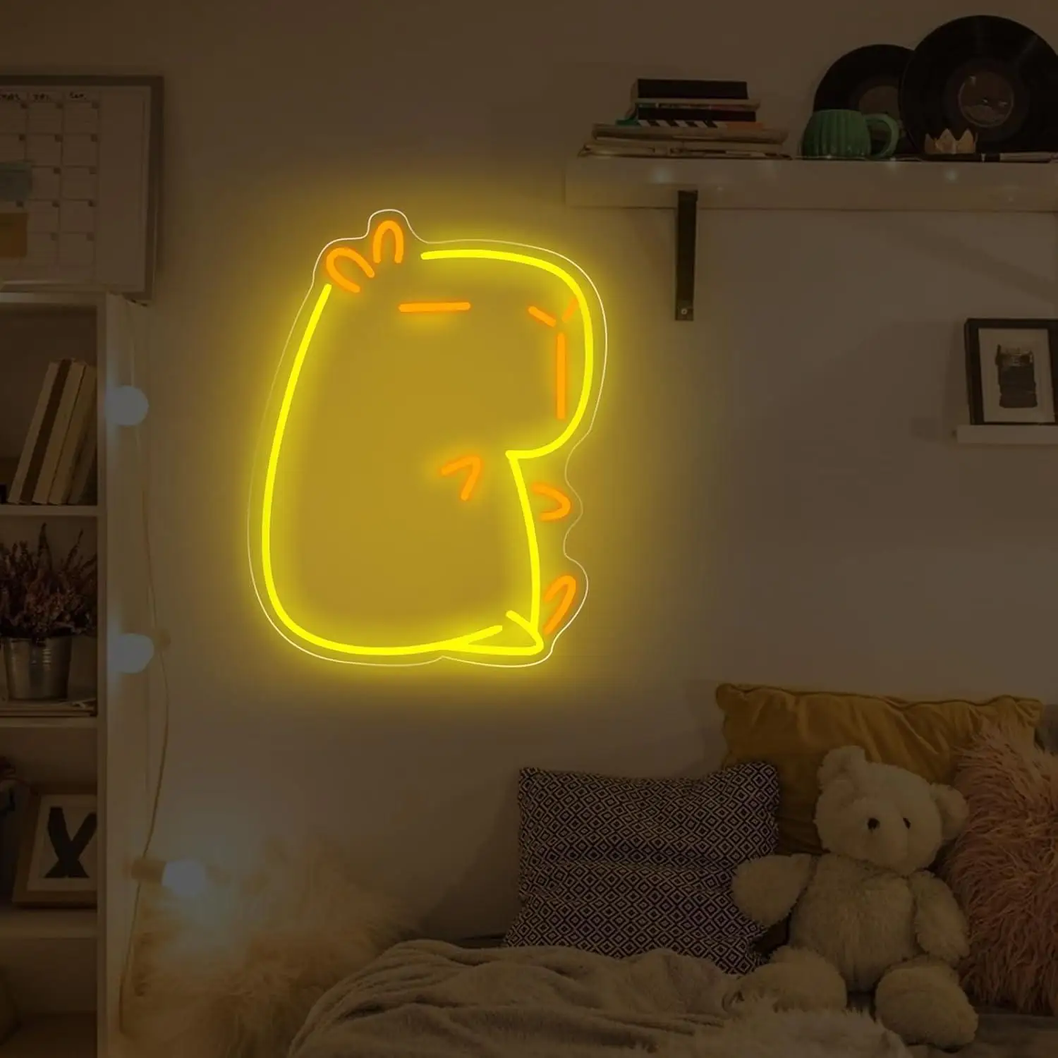 Cute Capybara Neon Sign Animal USB Dimmable Neon Lights for Home Children's Bedroom Business Shop Bar Party Decor Gift for Kids