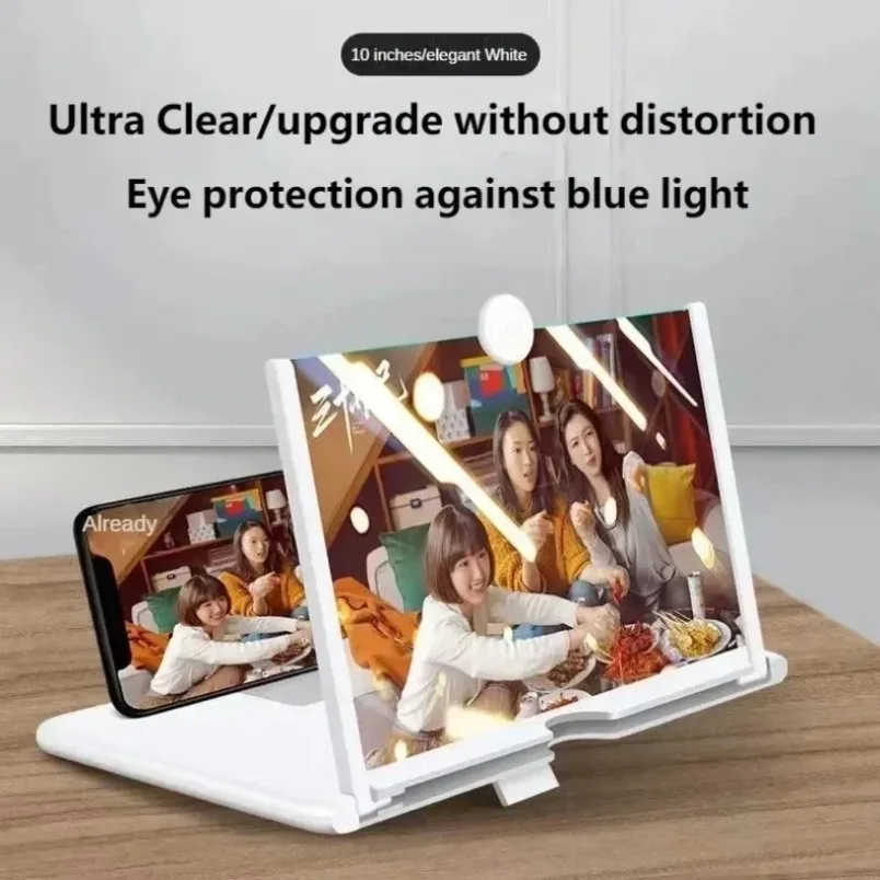 Large Screen Phone Projector 12 Inch HD Magnifier Foldable Stand For iPhone Samsung Anti Blue Light Video Study Black view 5