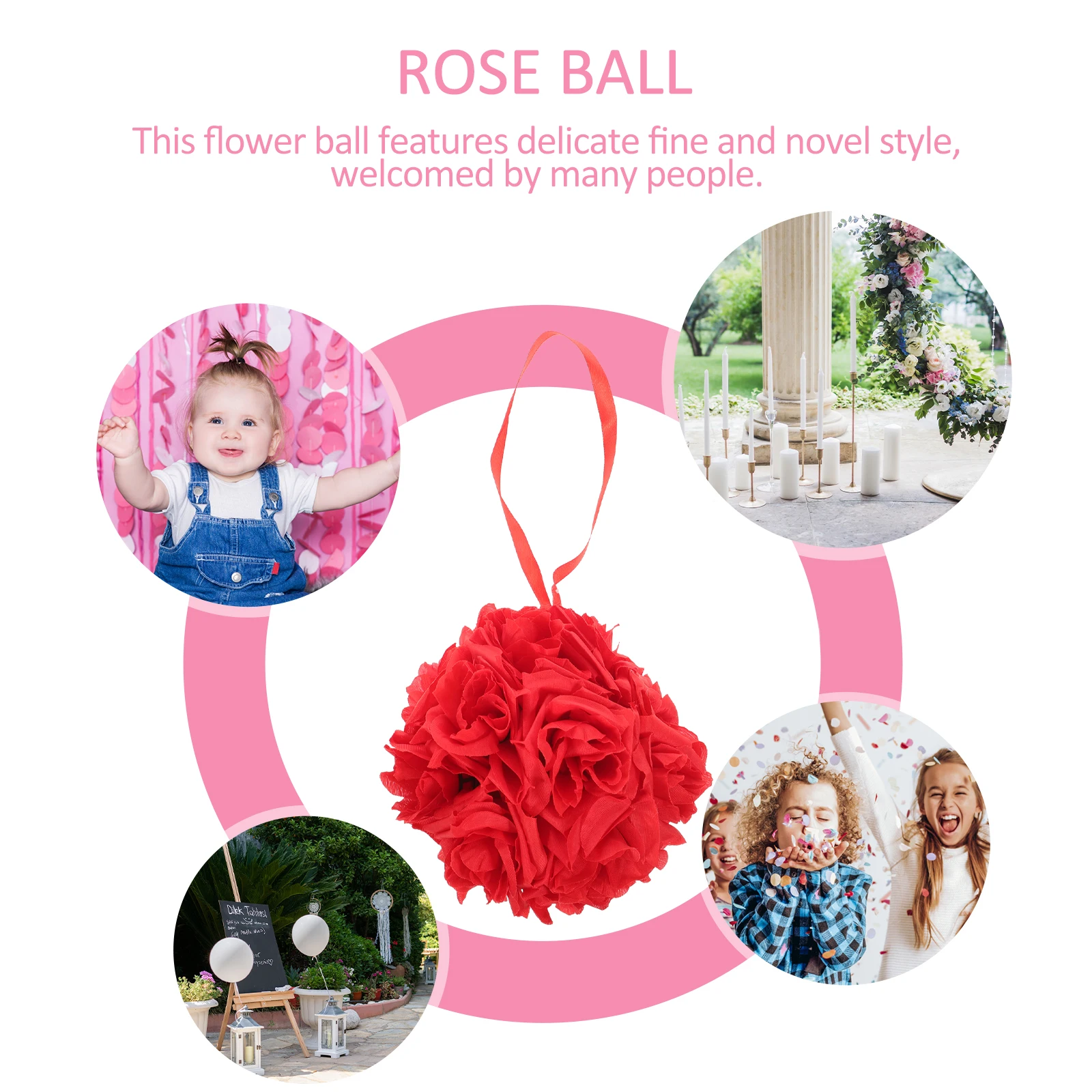 

Artificial Rose Ball Silk Cloth 15x15cm Red Wedding Hanging Decorations Romantic Party Rose Flower Ball Wedding Ball-Flower