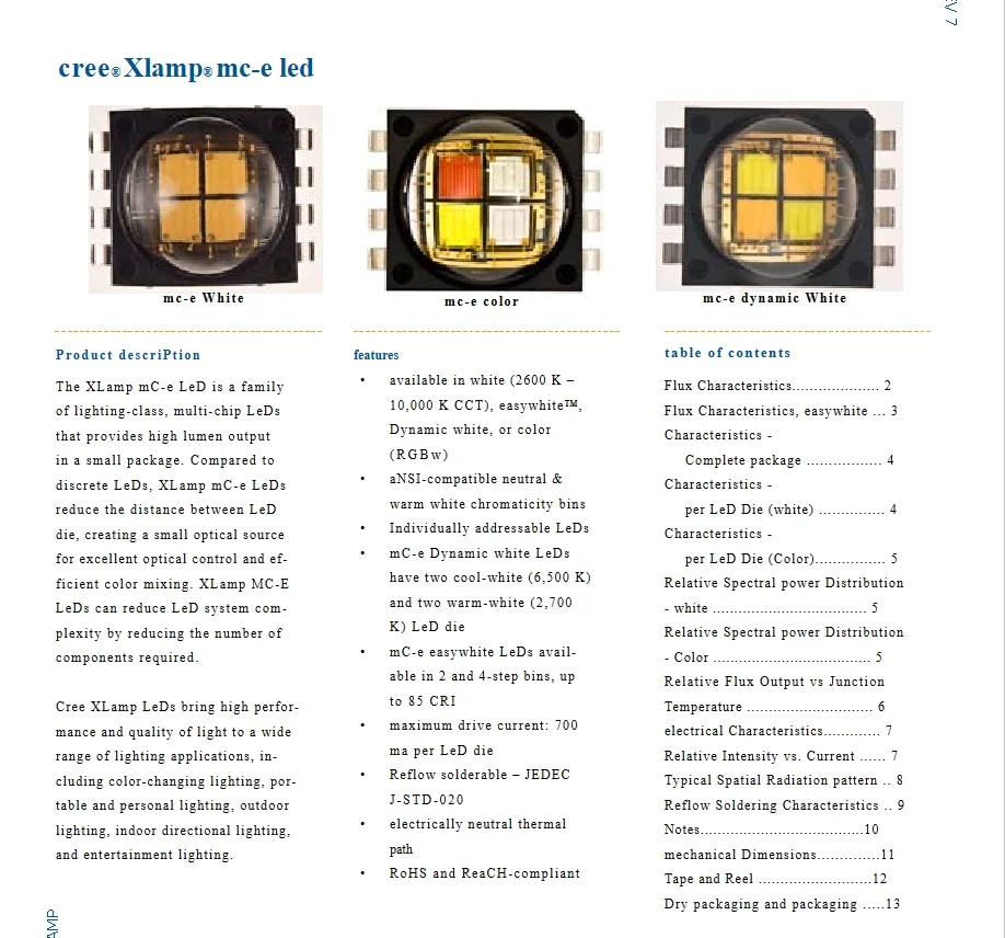 Рисунок 4 - НОВЫЙ светодиод MCE4WT-A2 XLamp