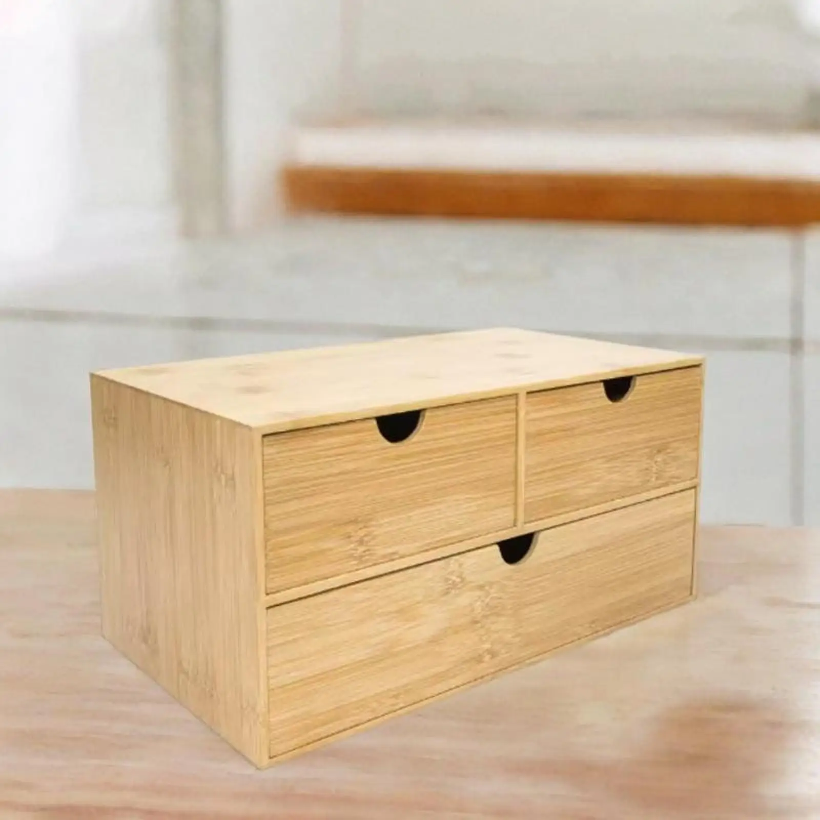 

Деревянный органайзер для косметики с 3 выдвижными ящиками, пылезащитный, натуральный, для туалетного столика