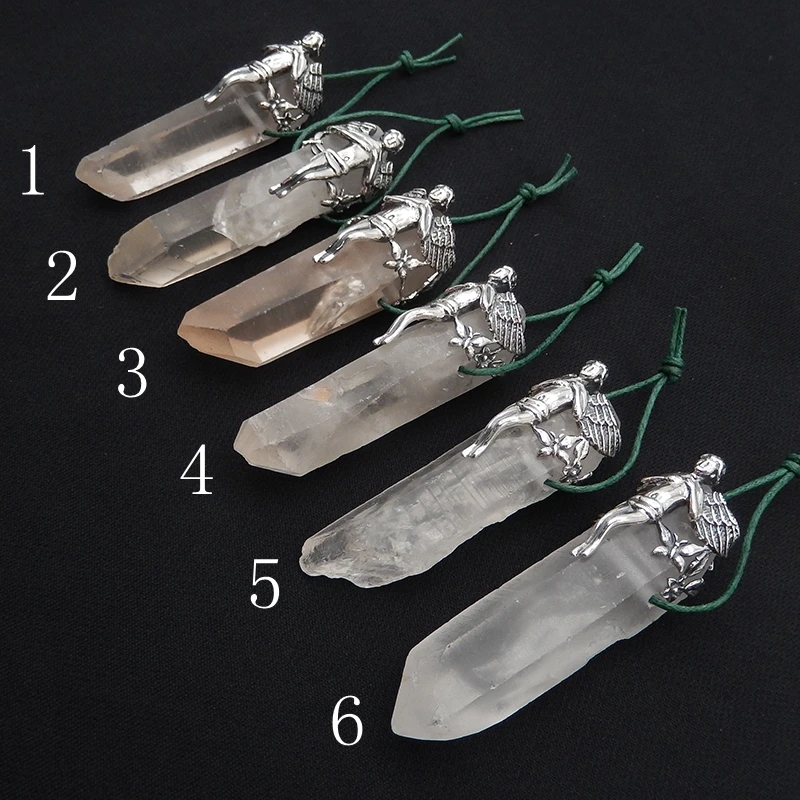 925 Sterling Silver Angel Necklace Pendant Men,Natural Stone Quartz Luxury Quality Jewelry New 70x21x22mm 35g