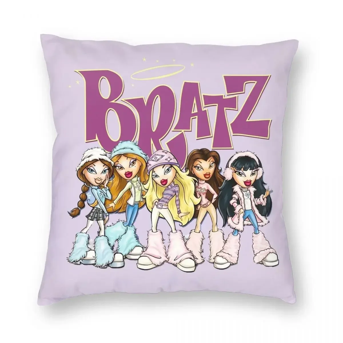 Bratz Square Pillowcase Polyester Linen Velvet Printed Zip Decor Pillow Case Room Cushion Cover 45x45