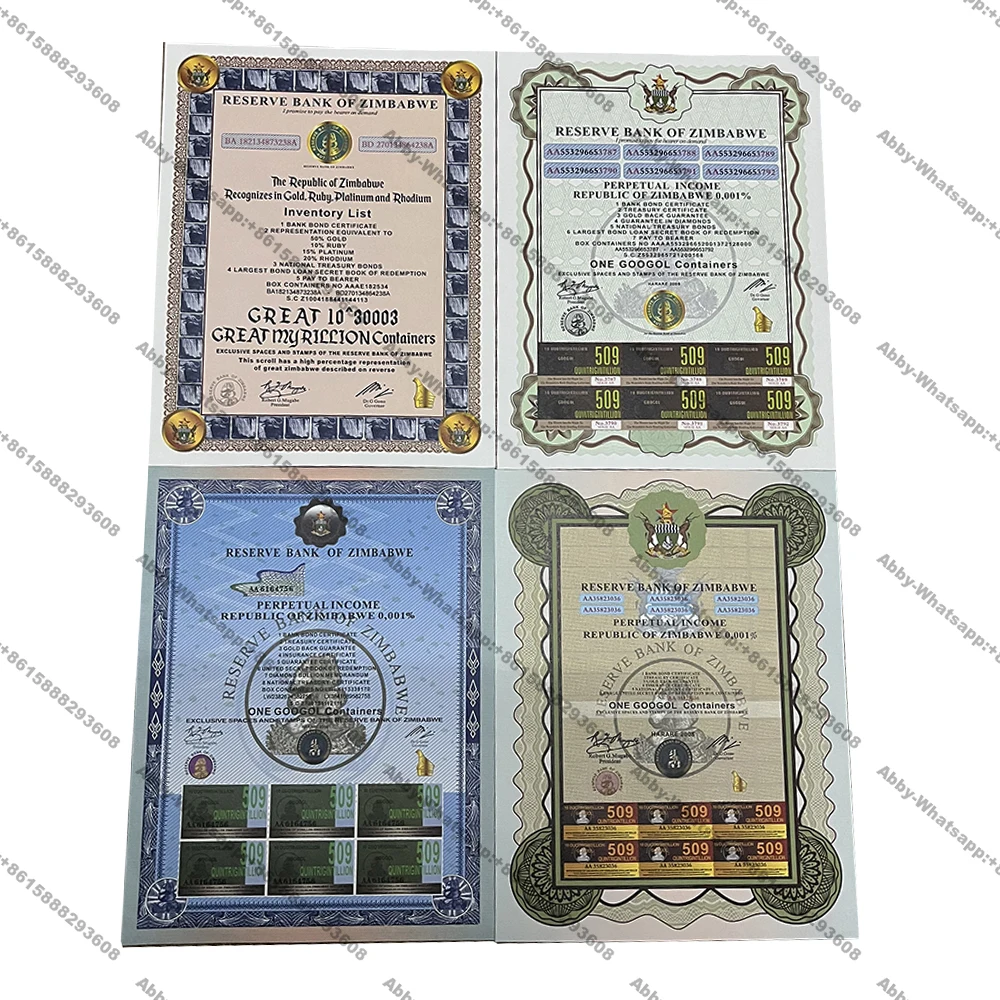 4 дизайна Зимбабве One Googol контейнеры 509 Quintrigintillion one mirillion банкноты с серийным номером uv светильник