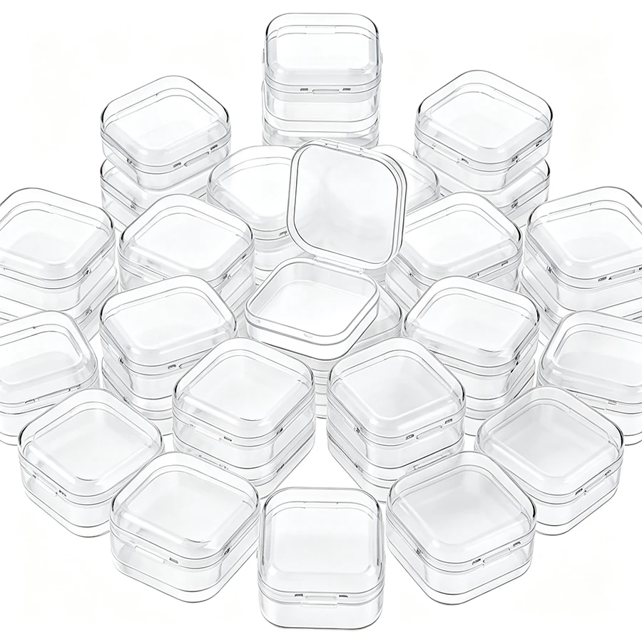 15/45/80pcs 3.5cm Transparent Mini Storage Box for Jewelry Necklace Earplugs Fish Hooks, Space Saving Small Items Organizer