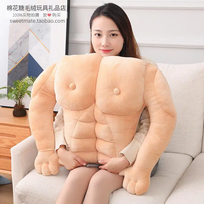 Funny Muscle Plush Pillow, Large Chest Abdomen Torso Stuffed Doll, Creative Boyfriend Shape Cushion, Fun Gift Sofa Home Decor