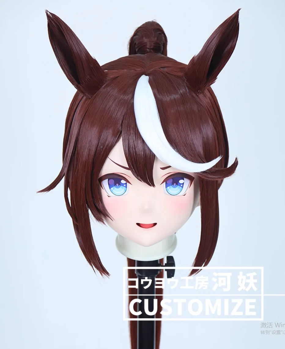 C-412-46 Customize Full Head Resin Cartoon Cosplay Japanese Character Anime Role Play Crossdress Kigurumi Mask With Back Shell