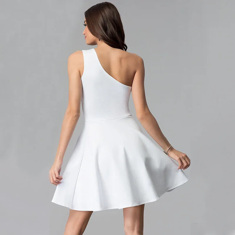 

2024 Autumn Evening Sexy Mid Skirt Sleeveless Slant Shoulder Dress