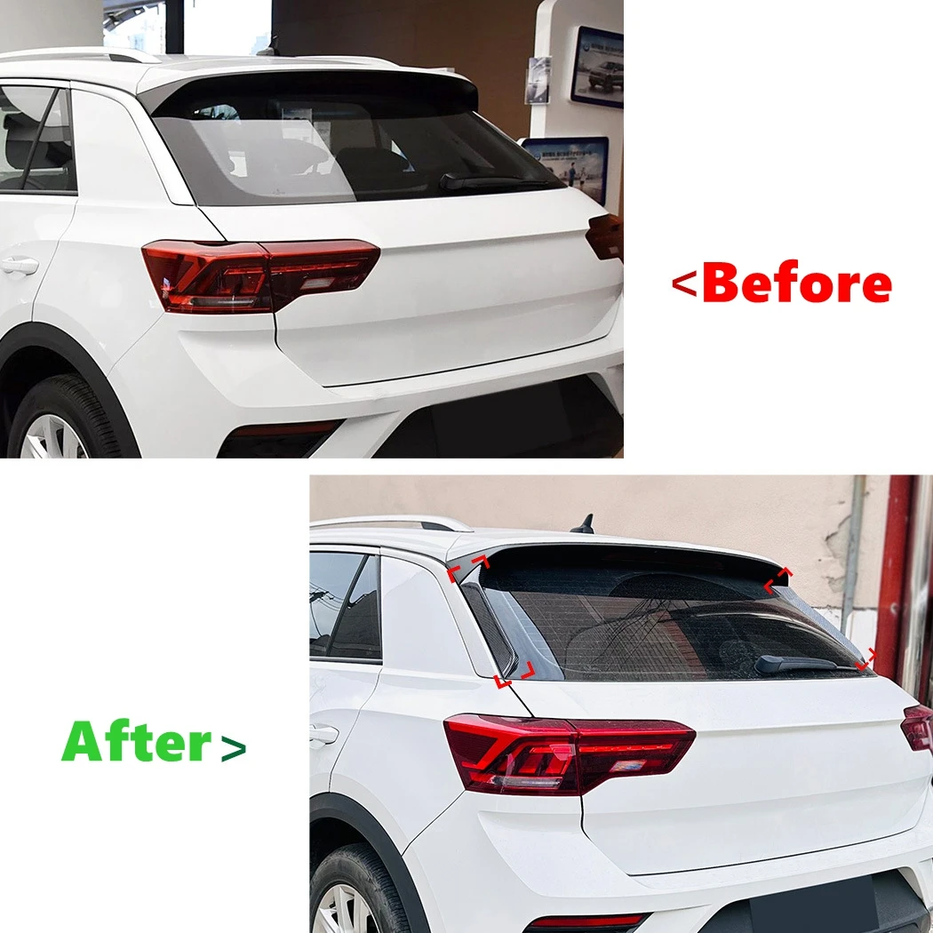 Car Rear Window Spoiler Side Wing Cover Trim For VW T-ROC SUV A11 MK1 R R-Line TSI TDI 2017 2018 2019 2020 2021 2022-2024