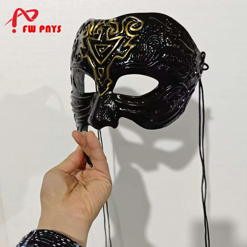 Resin Halloween Movie Mask Mysterious Man Ancient Xiashi Half Face Mask Masquerade Party Dress Up Carnival Gift