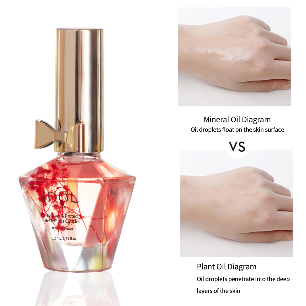 비타민 E와 호호바 오일이 함유된 아이돌 컬러 큐티클 오일 – 선택할 수 있는 12가지 향!