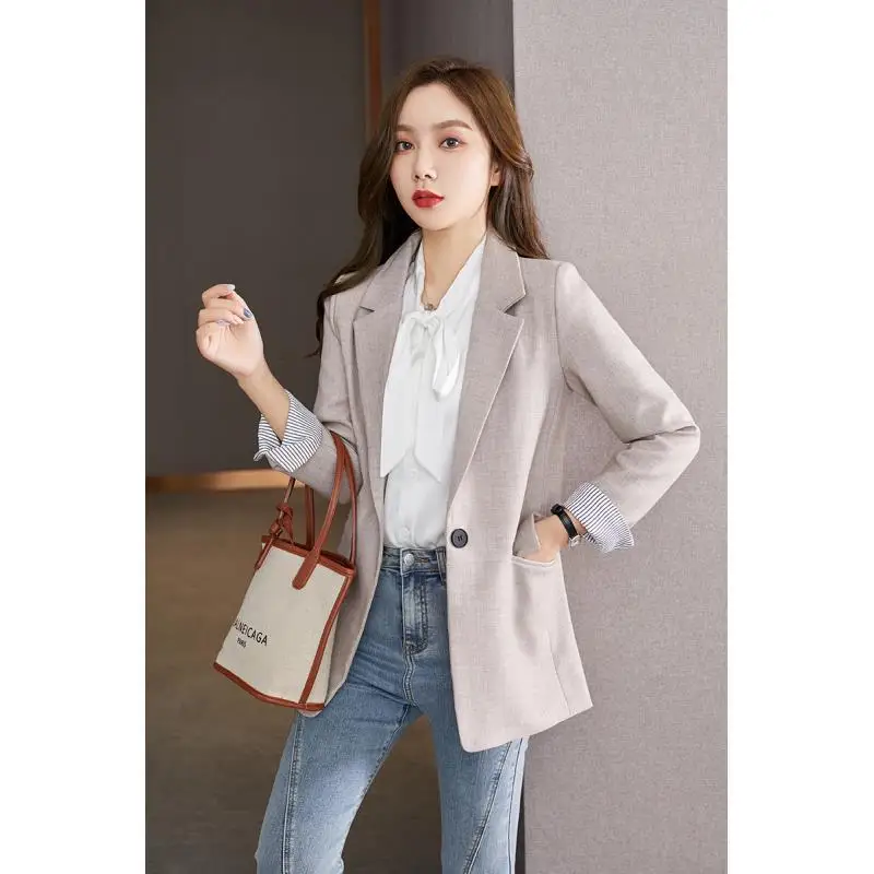 

Korean Version Casual Suit Jacket Women's Autumn Fashion Single Button Office Ladies Casual Suit Business Classic Jacket Chic