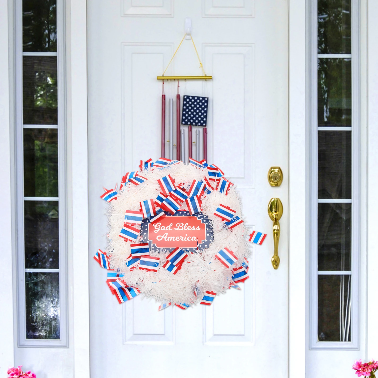 

Independence Day Wreath Outdoor Decorations Wall Wreaths American Garland Artificial Window for Front