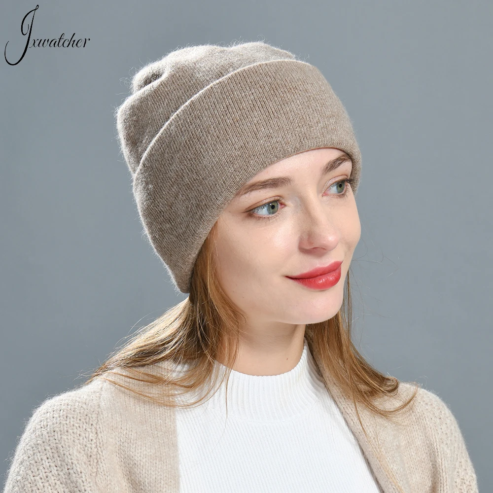 Jxwatcher Women Cashmere Slouchy Beanie Winter Hat Double Layer Warm Skullies Caps Reversible Casual Wool Hat Three Ways To Wear