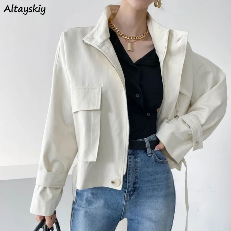 

Jackets Women Vintage Designed Autumn Coats Harajuku Baggy Cargo Style All-match Outwear Big Pockets Designed Zipper Aesthetic