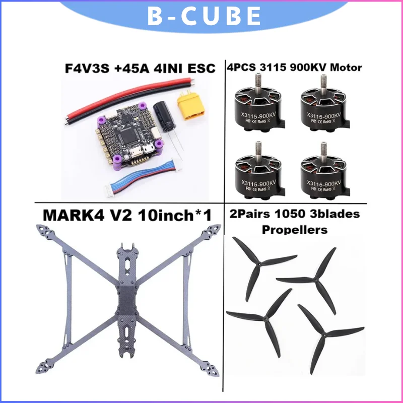 

MARK4 V2 10 Inch FPV Racing Drone BNF, Carbon Fiber Frame with F4 Flight Controller & 4in1 ESC for Freestyle