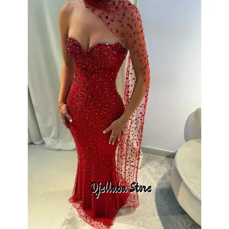 

Индивидуальные красные блестящие платья для выпускного вечера без рукавов с шалью Vestidos De Noche длиной до пола, торжественное вечернее платье