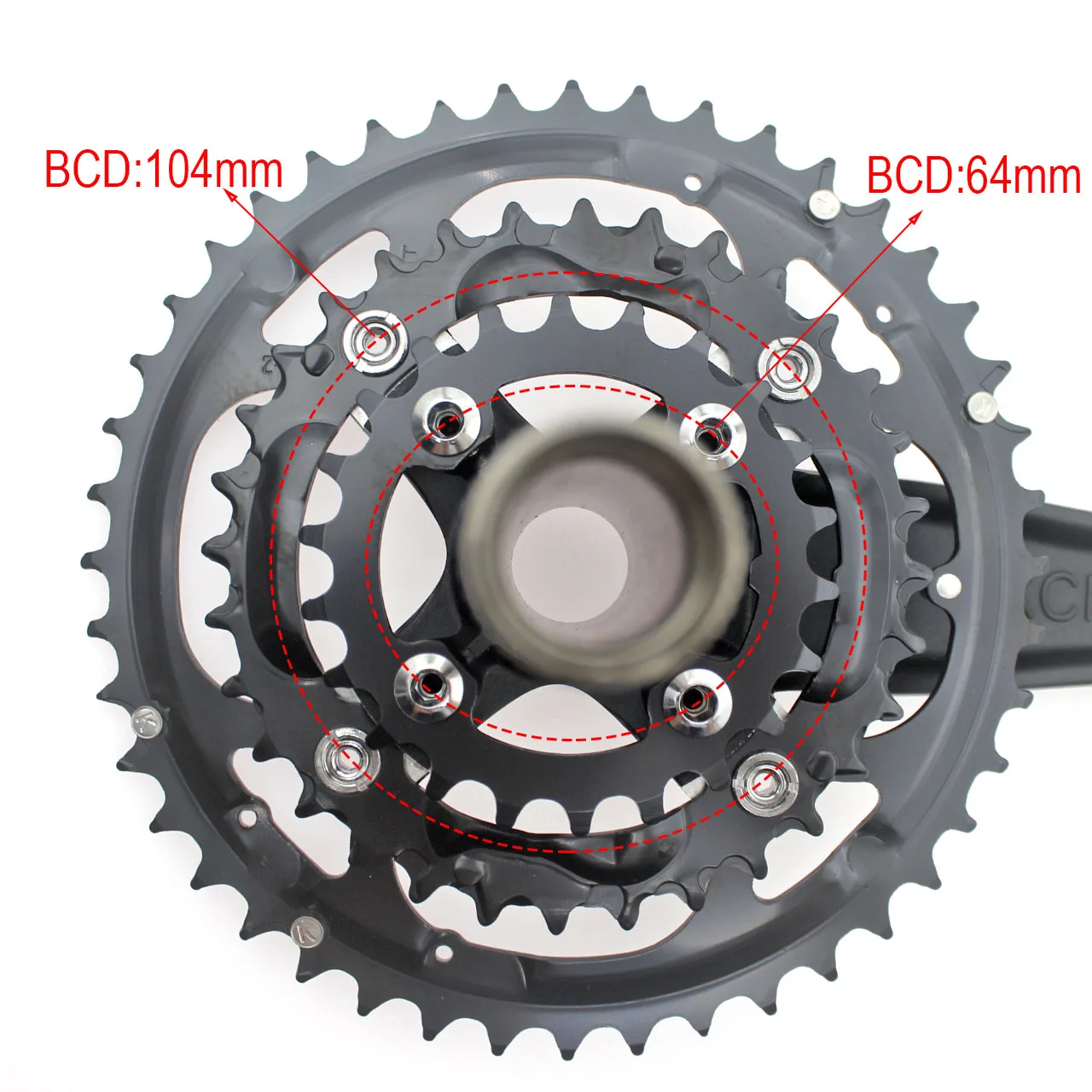 7/8/9 Speed 27 Speed Mountain Bike Integrated Crankset 22-32-44T MTB 104 BCD  Bicycle Hollow Crank Set Chainwheel Sprocket