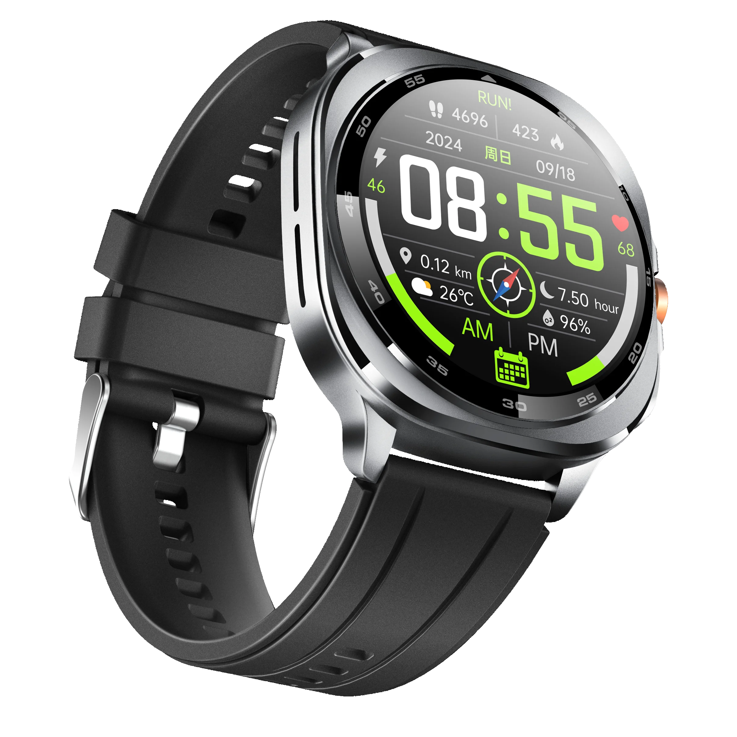 TS400 2025 New Amoled Smart Watch with GPS Compass Altimeter Barometer 3ATM Waterproof 530mAh Health Monitor Sports Smartw