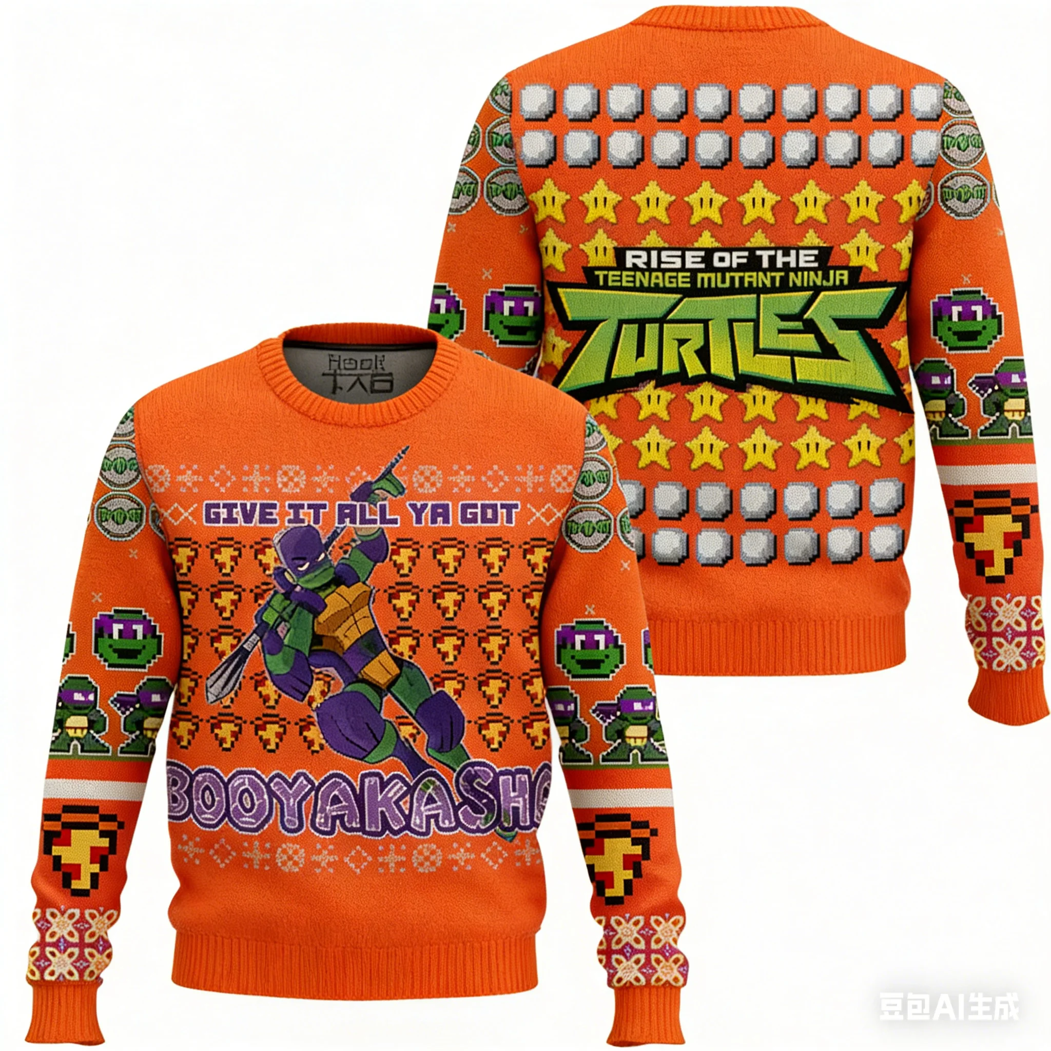 

Cowabunga Michaelangelo ChristmasTeenage Mutant Ninja Turtles Men's and Women's Autumn and Winter Ugly Christmas Sweater