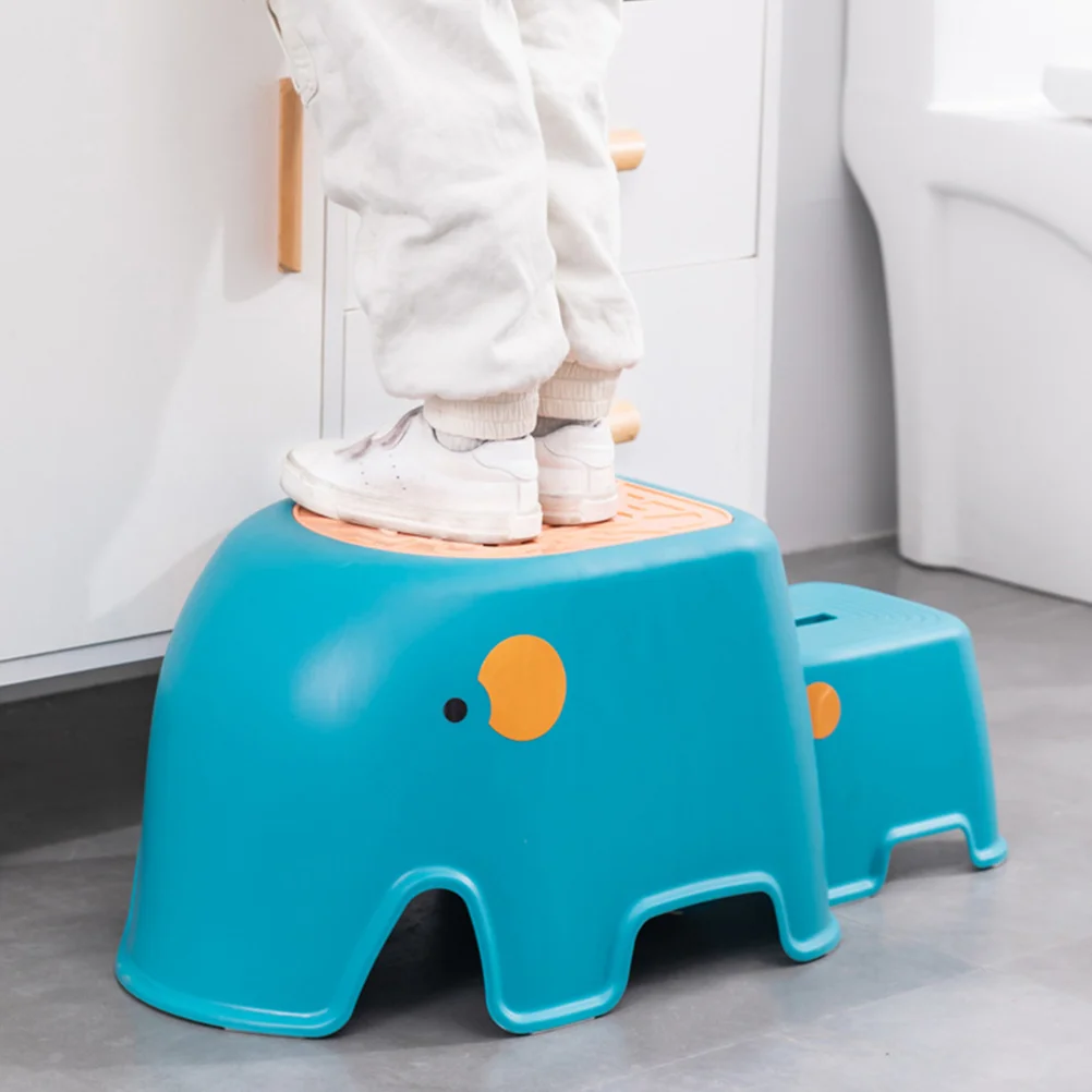 Cartoon Kids Stool Children's Step Toddler Bathroom Sitting Blue Pp Safety Steps