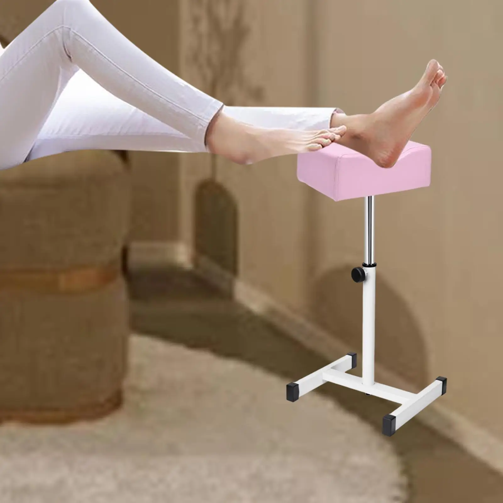 Technician Stand Stool Adjustable 40.5cm-66cm Pedicure Foot Rest Sturdy with Soft Cushion for SPA